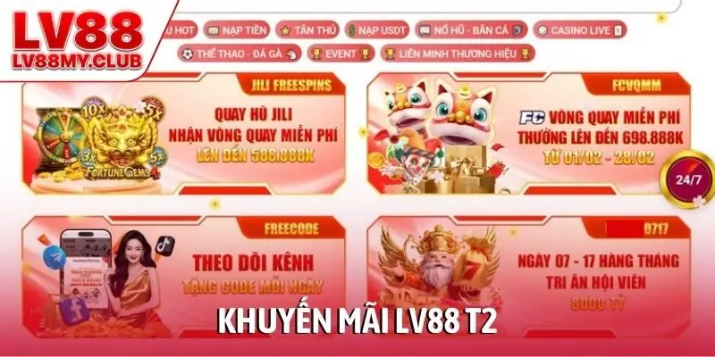 Khuyến mãi LV88 T2
